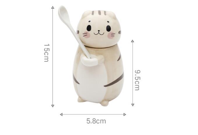 Cute Cat Ceramics Coffee Mug With Spoon Creative Hand Painted Drinkware Milk Tea Cups Novelty Gifts