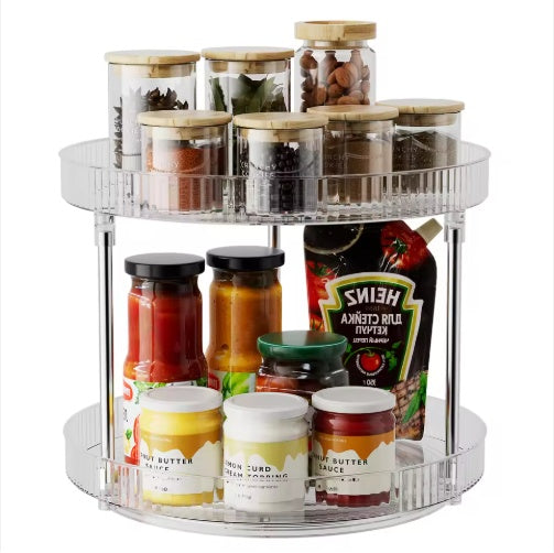 Double-layer Turntable Rotating Spice Rack Organization Spinning Organizer